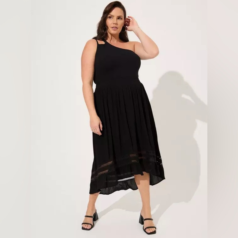 Torrid Black Maxi Crinkle Gauze Hi-Low Skirt Sz 3 - Picture 1 of 12